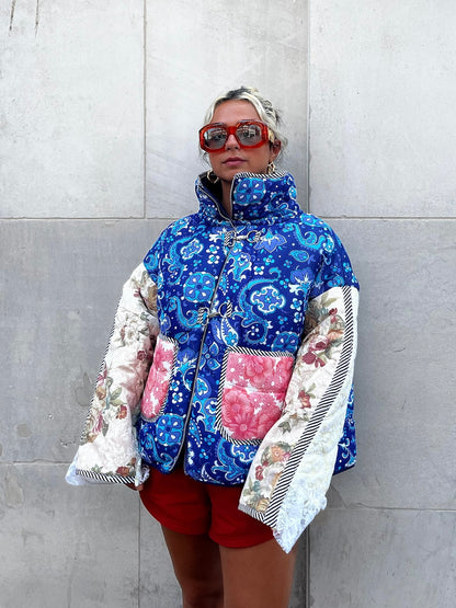 The Puffer Jacket in Paisley and Mixed Blue Florals