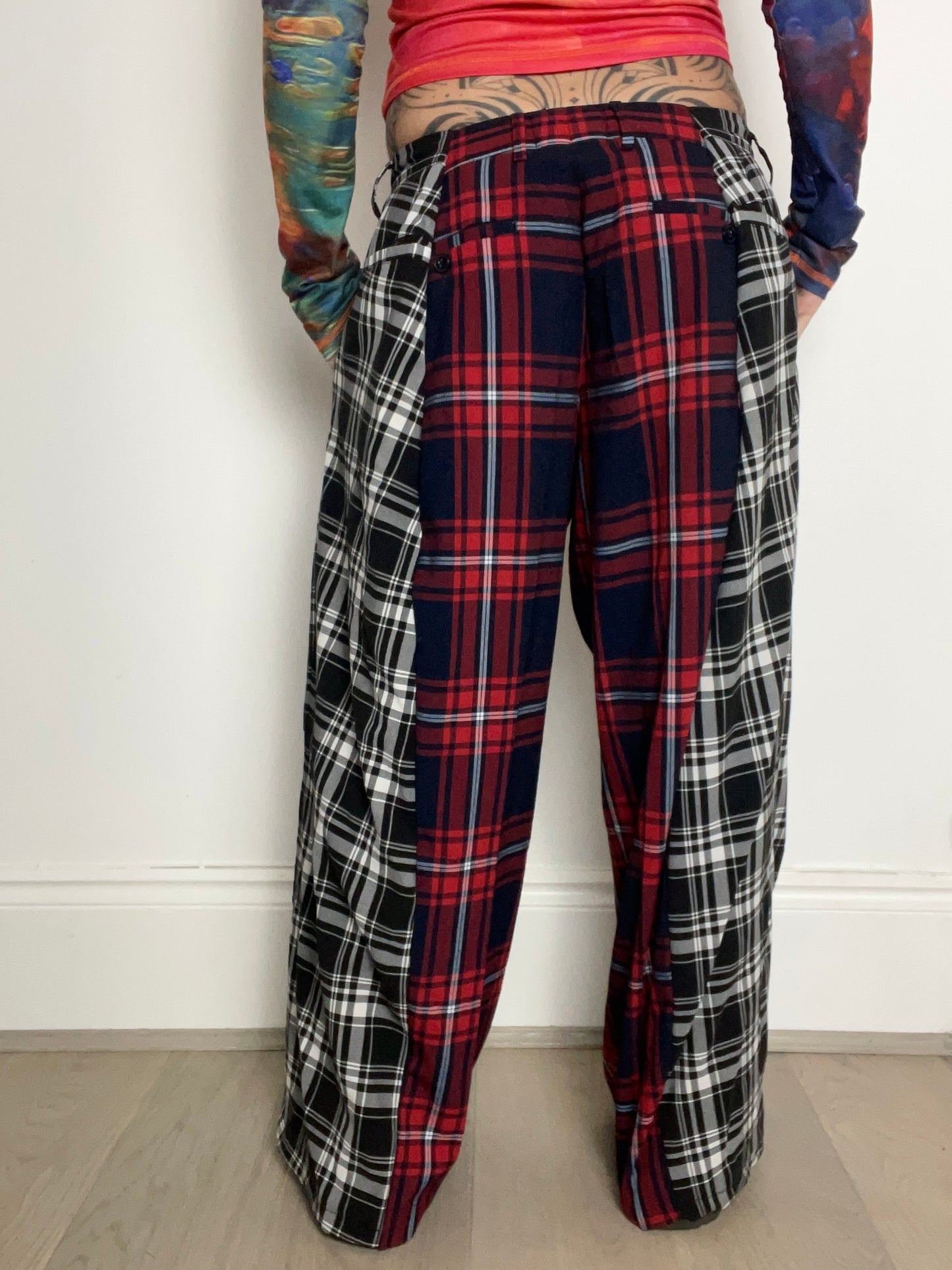 The Two-Tone Trousers in Red and Black Tartan