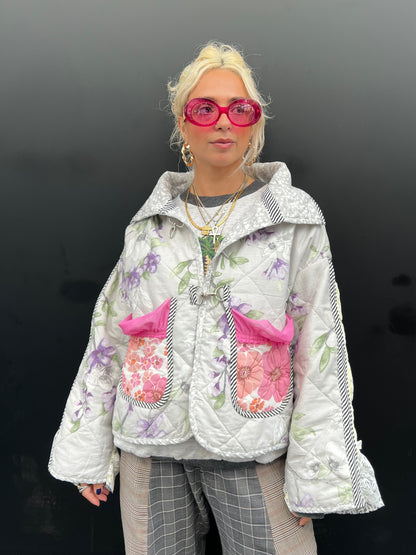 The Puffer Jacket in Pink and Lilac Florals