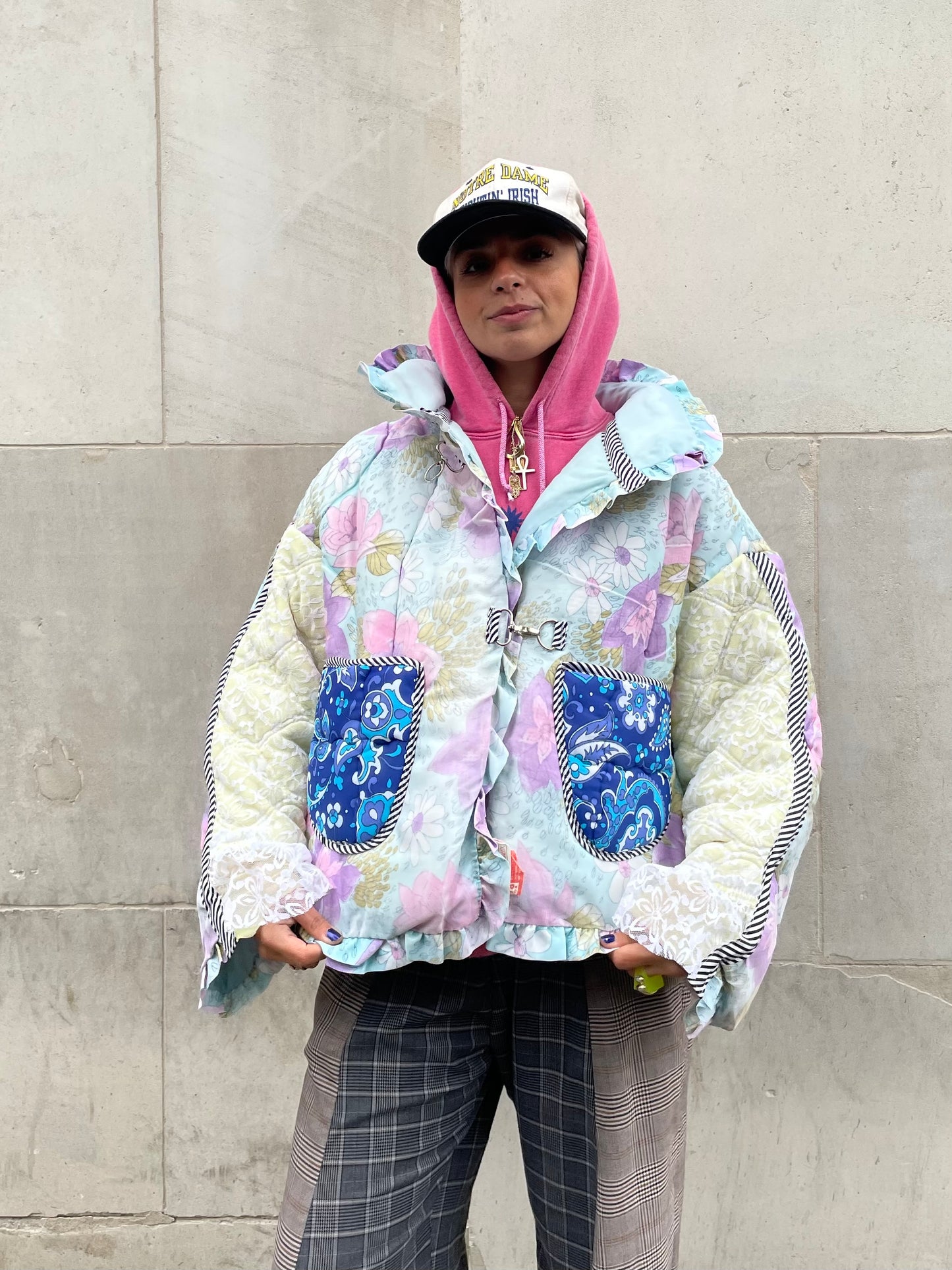 The Puffer Jacket in Pastel Blue and Lilac Florals