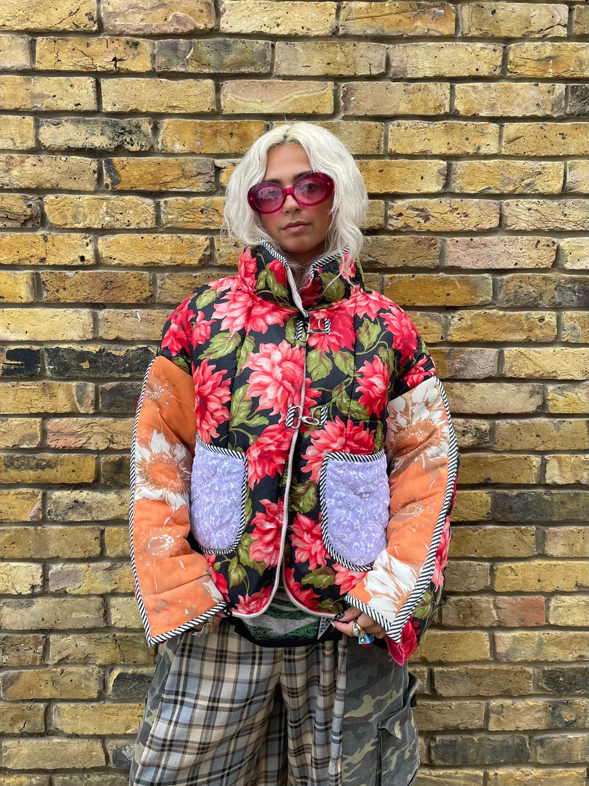 The Puffer Jacket in Pink and Orange Flowers