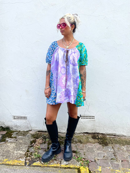 The Babydoll Dress in Mixed Lilac and Blue