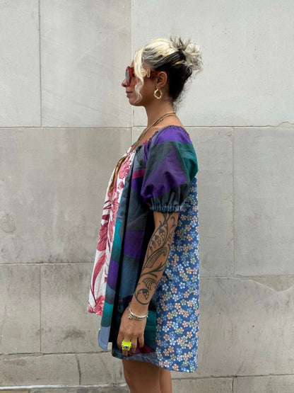 The Babydoll Dress in Mixed Pink and Blue Florals