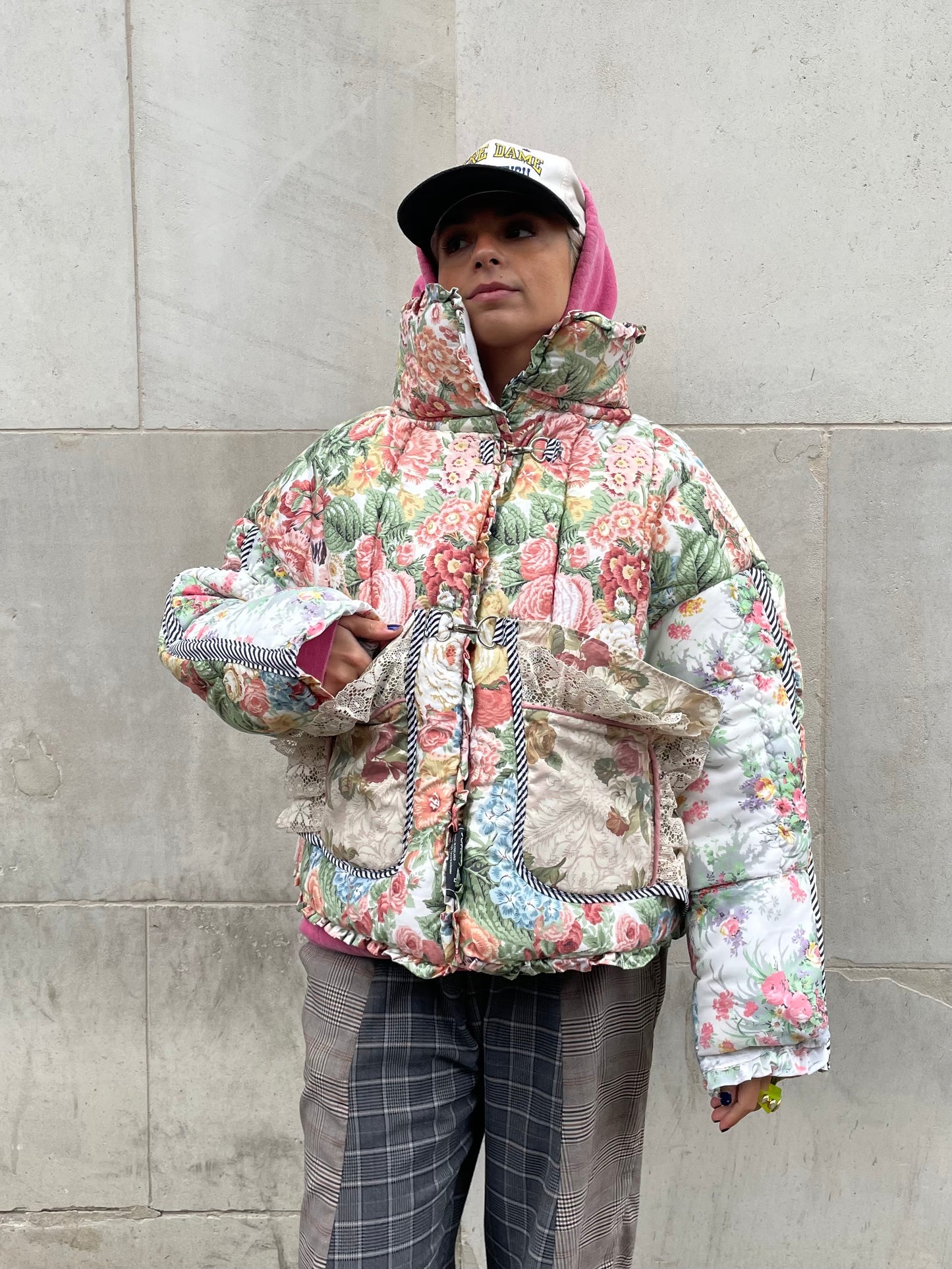 The Puffer Jacket in Pink and Green Florals