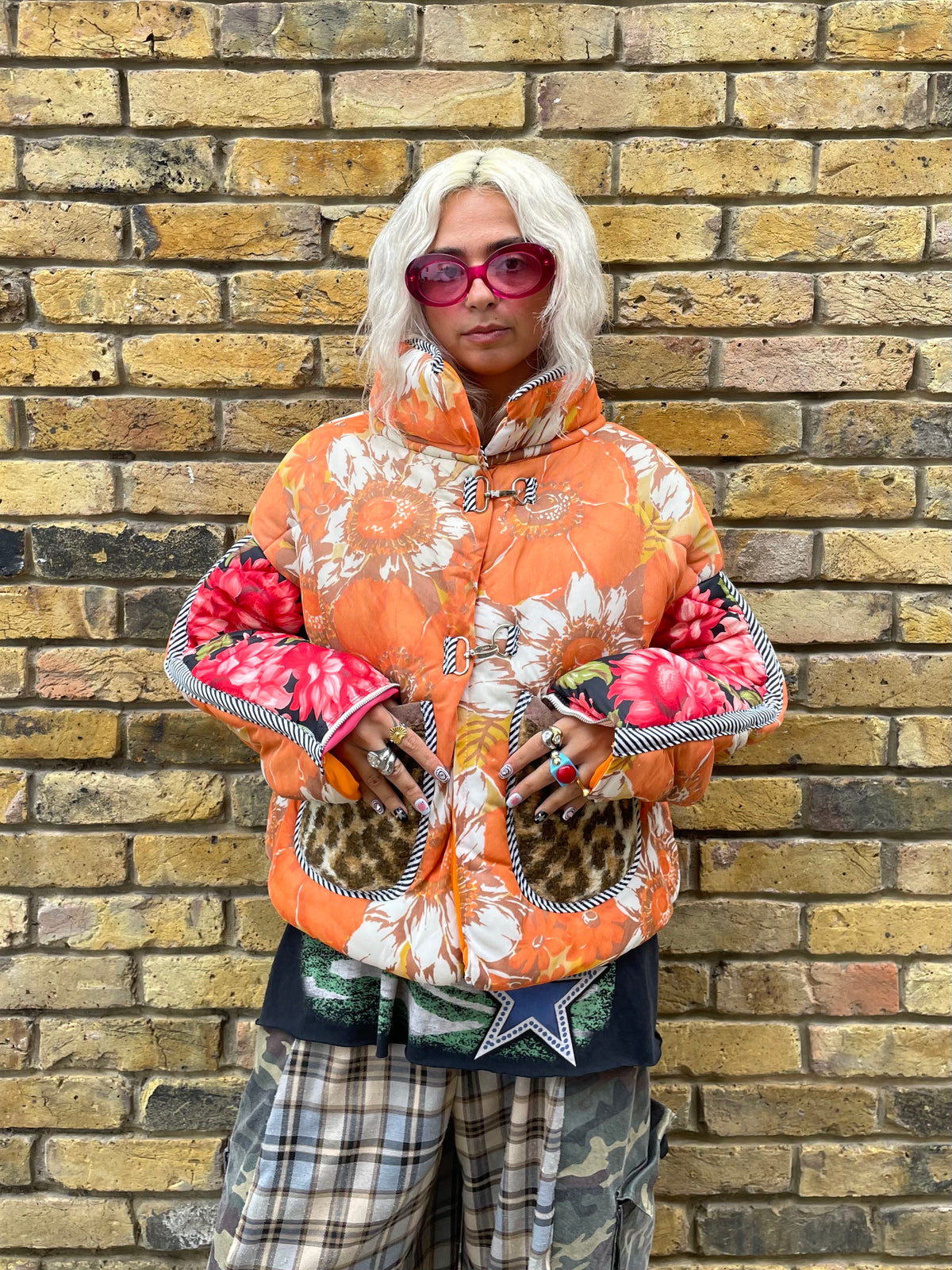 The Puffer Jacket in Orange and Leopard