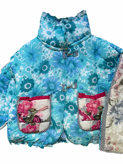The Puffer Jacket in Blue and Pink Florals