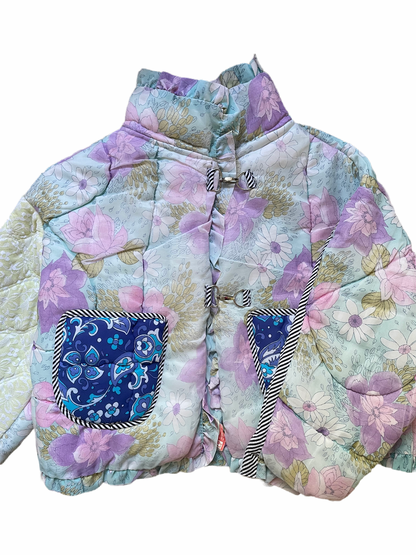 The Puffer Jacket in Pastel Blue and Lilac Florals
