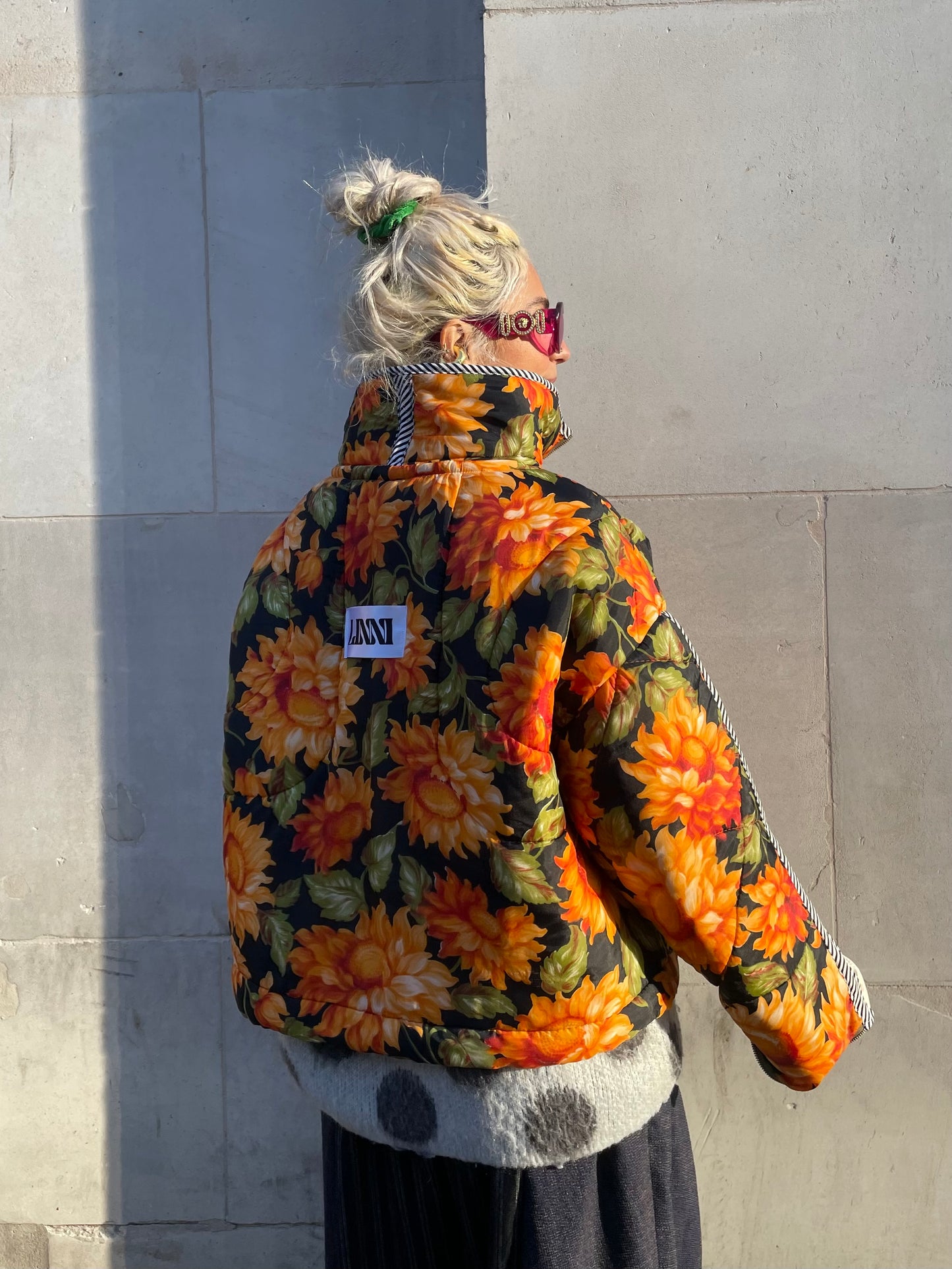 The Puffer Jacket in Orange and Pink Florals