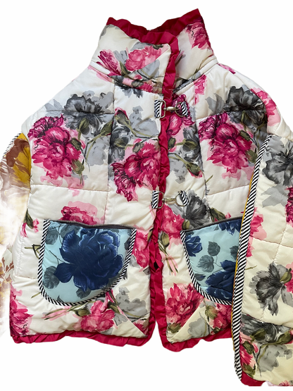 The Puffer Jacket in Pink and Yellow Florals
