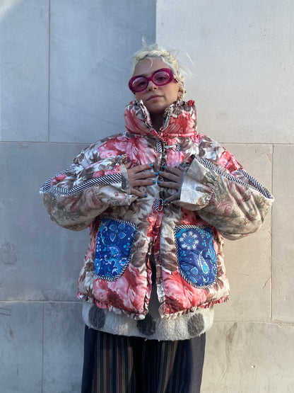 The Puffer Jacket in Pink and Blue Florals