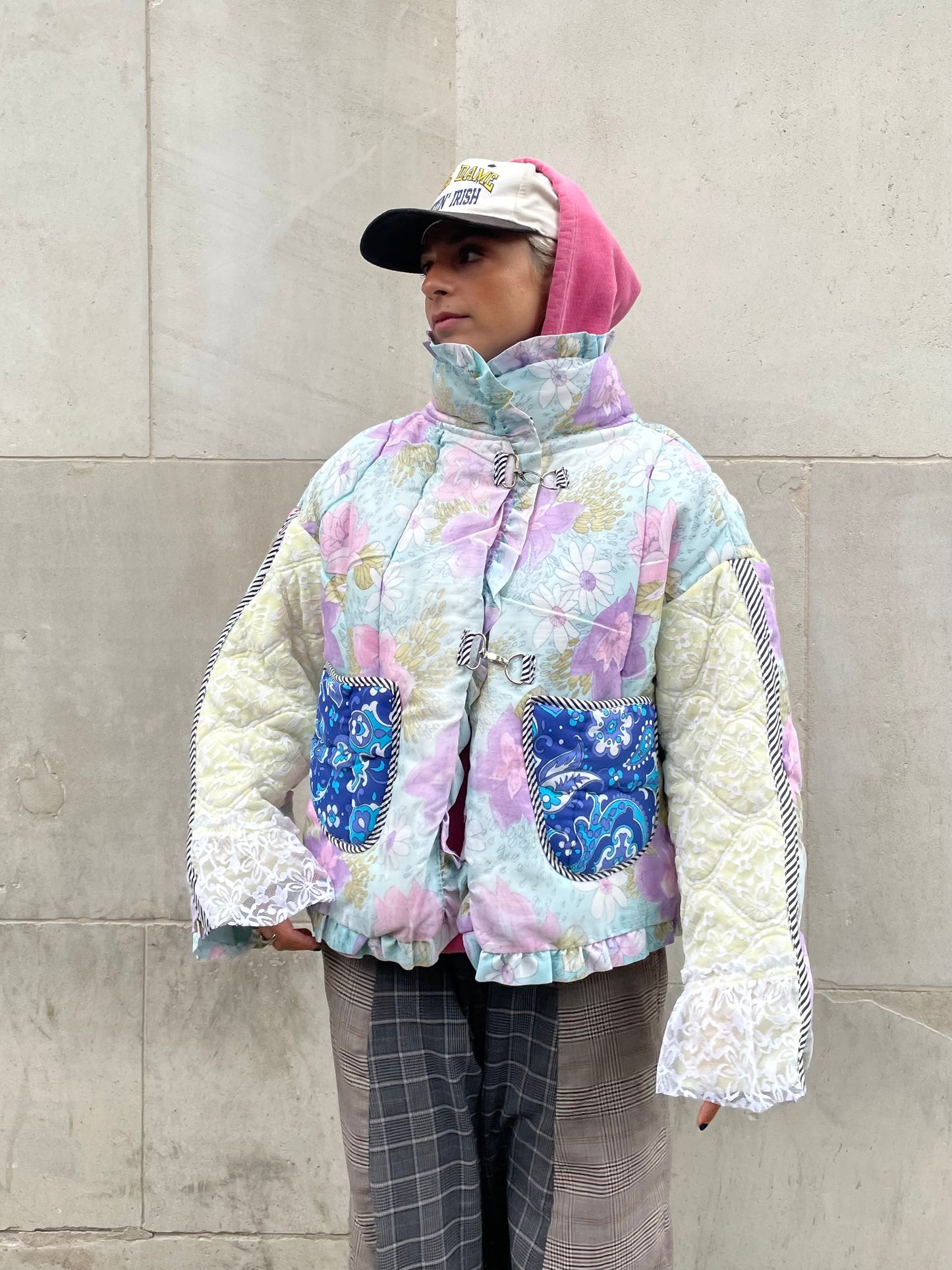 The Puffer Jacket in Pastel Blue and Lilac Florals