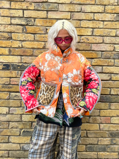 The Puffer Jacket in Orange and Leopard
