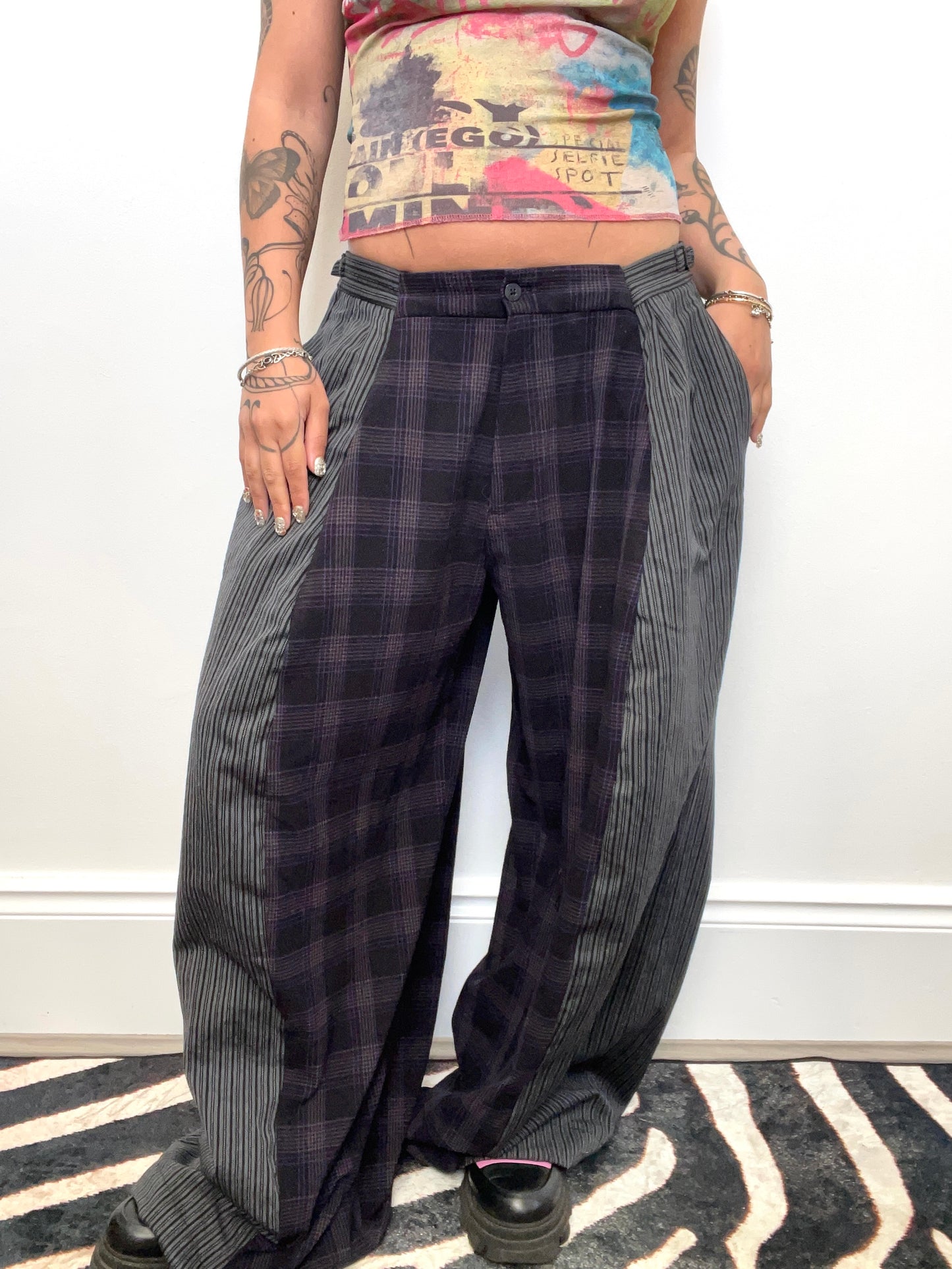 The Two-Tone Trousers in Purple and Grey Tartan