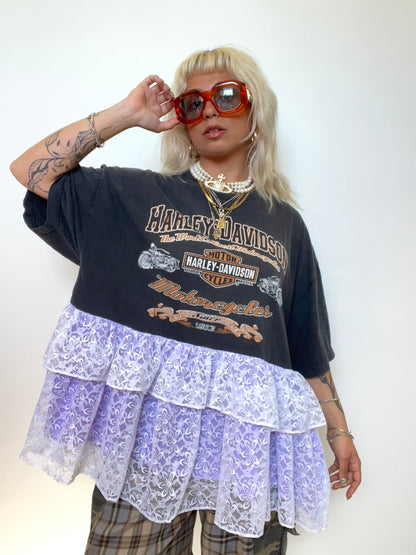The Courtney Harley Davidson T-shirt with Lace Ruffles