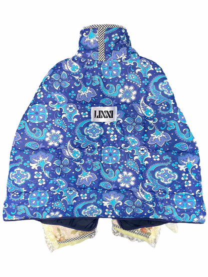 The Puffer Jacket in Paisley and Mixed Blue Florals