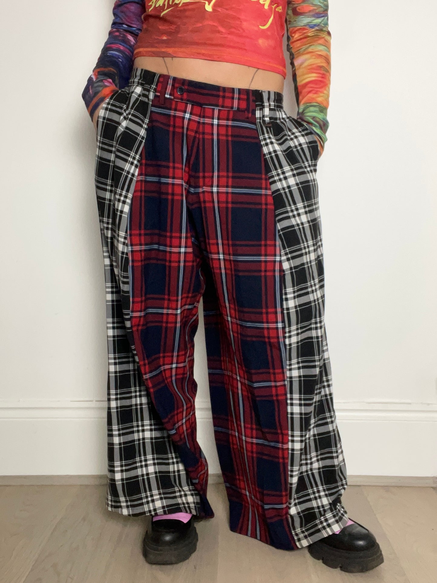 The Two-Tone Trousers in Red and Black Tartan
