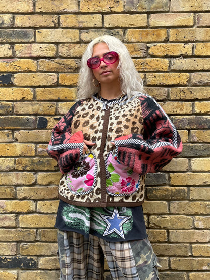 The Bomber Jacket in Leopard and Pink flowers