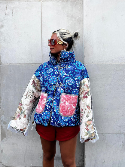 The Puffer Jacket in Paisley and Mixed Blue Florals