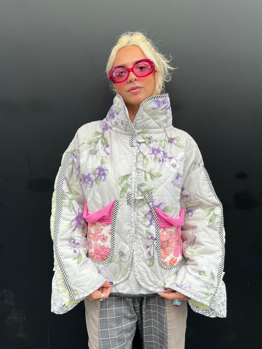 The Puffer Jacket in Pink and Lilac Florals
