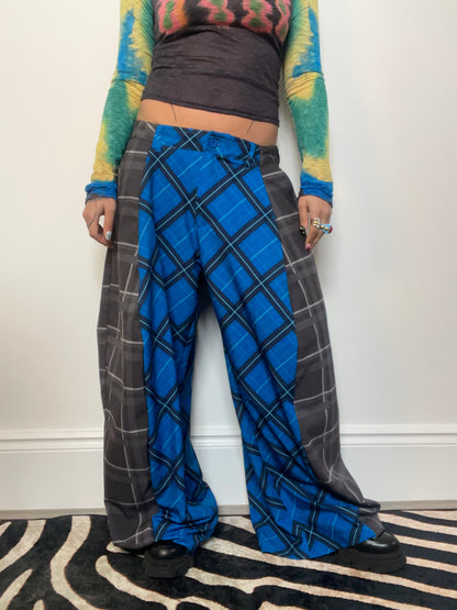The Two-Tone Trousers in Blue and Grey Tartan