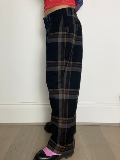 The Two-Tone Trousers in Green and Black Tartan