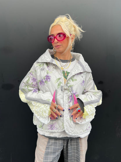 The Puffer Jacket in Pink and Lilac Florals