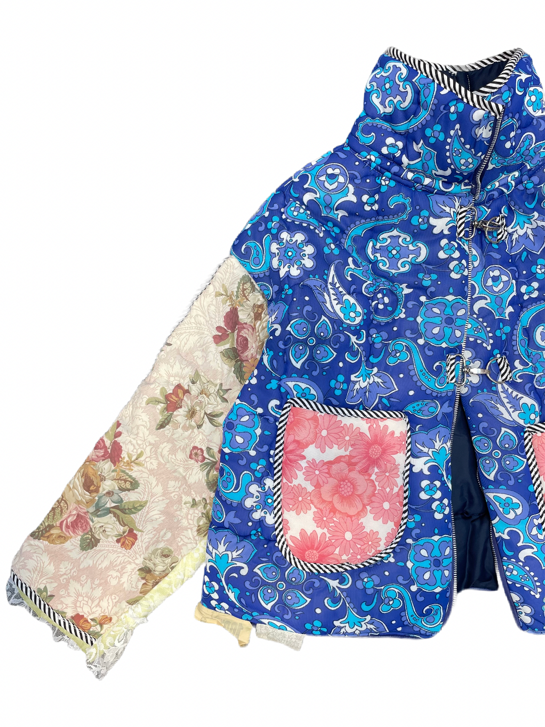 The Puffer Jacket in Paisley and Mixed Blue Florals