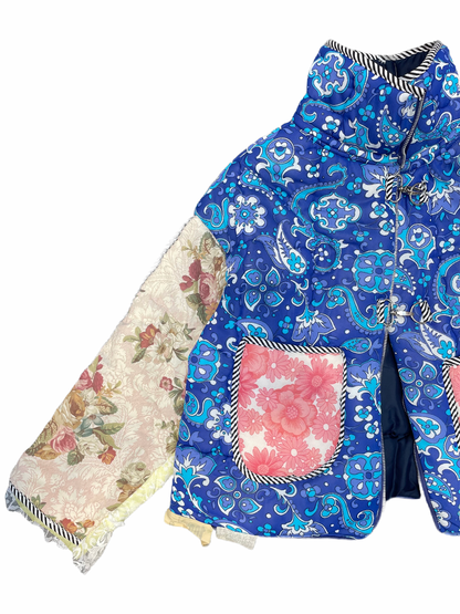 The Puffer Jacket in Paisley and Mixed Blue Florals