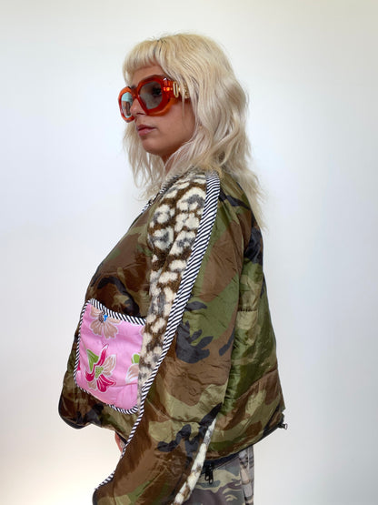 The Bomber Jacket in Camo and Pink Florals
