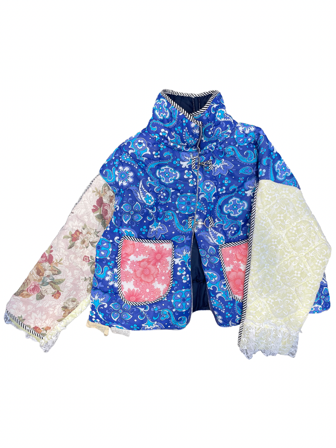 The Puffer Jacket in Paisley and Mixed Blue Florals
