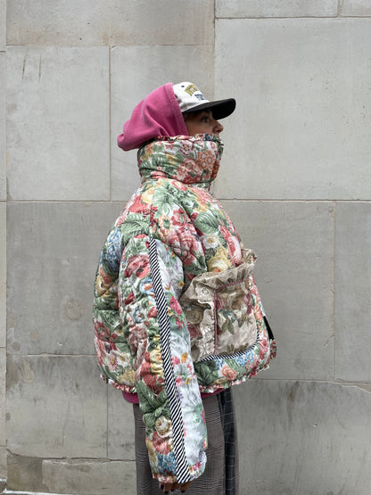 The Puffer Jacket in Pink and Green Florals