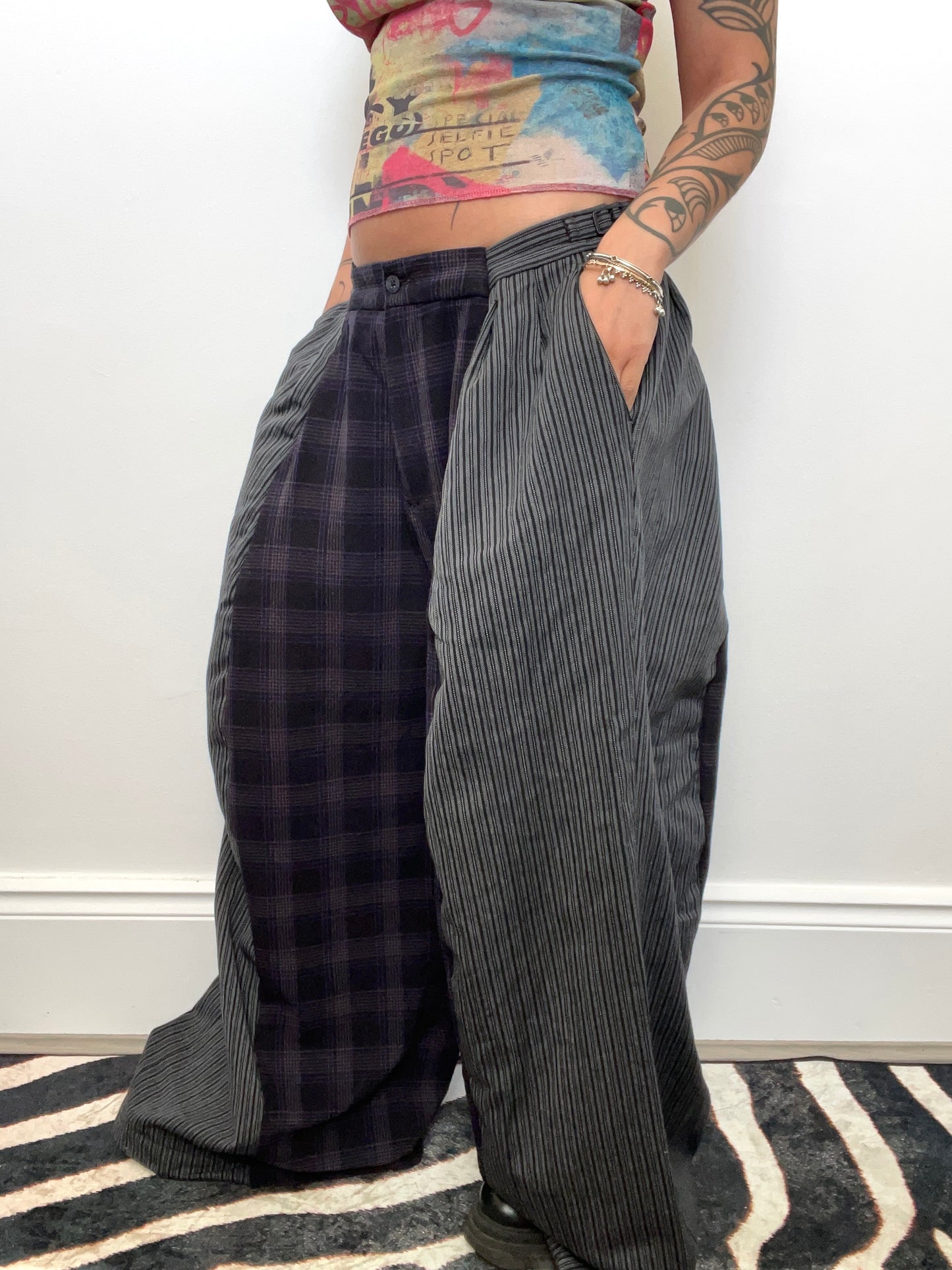 The Two-Tone Trousers in Purple and Grey Tartan