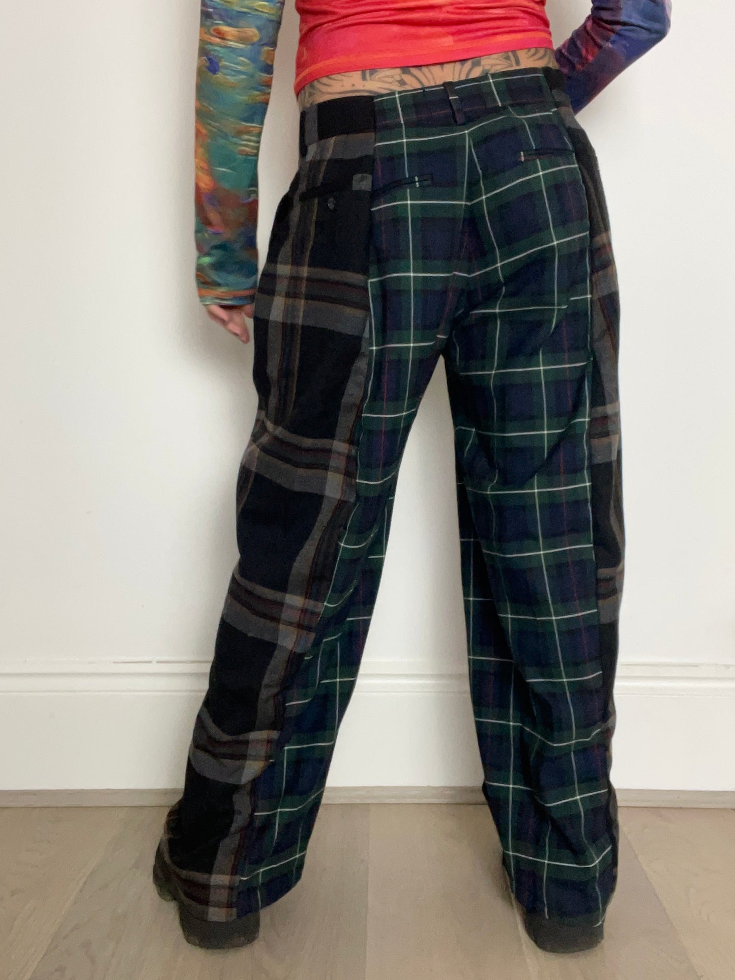 The Two-Tone Trousers in Green and Black Tartan