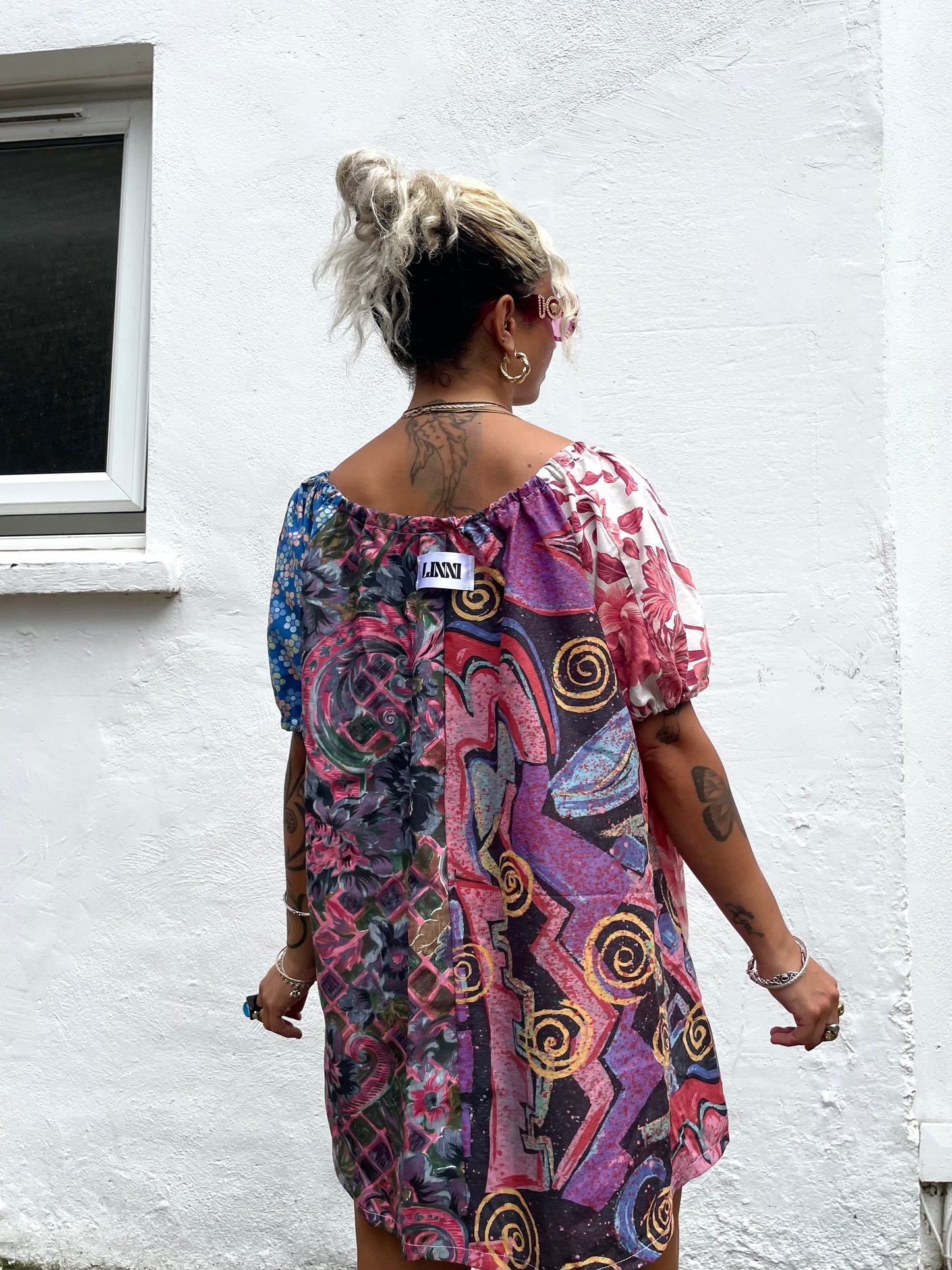 The Babydoll Dress in Mixed Pink and Blue