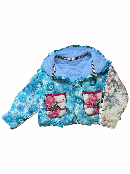 The Puffer Jacket in Blue and Pink Florals