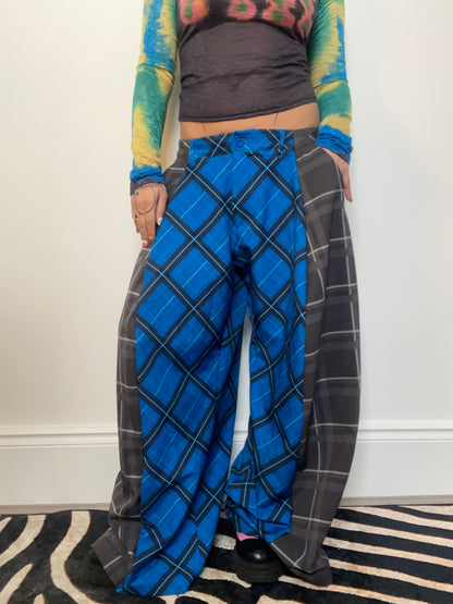 The Two-Tone Trousers in Blue and Grey Tartan