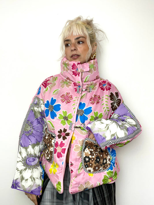 The Puffer Jacket in Pink and Purple Florals