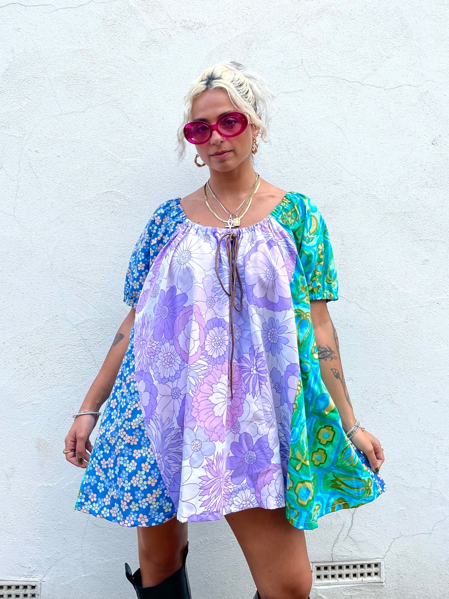 The Babydoll Dress in Mixed Lilac and Blue