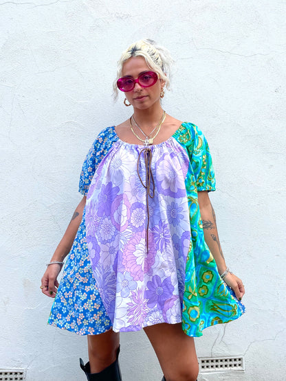 The Babydoll Dress in Mixed Lilac and Blue