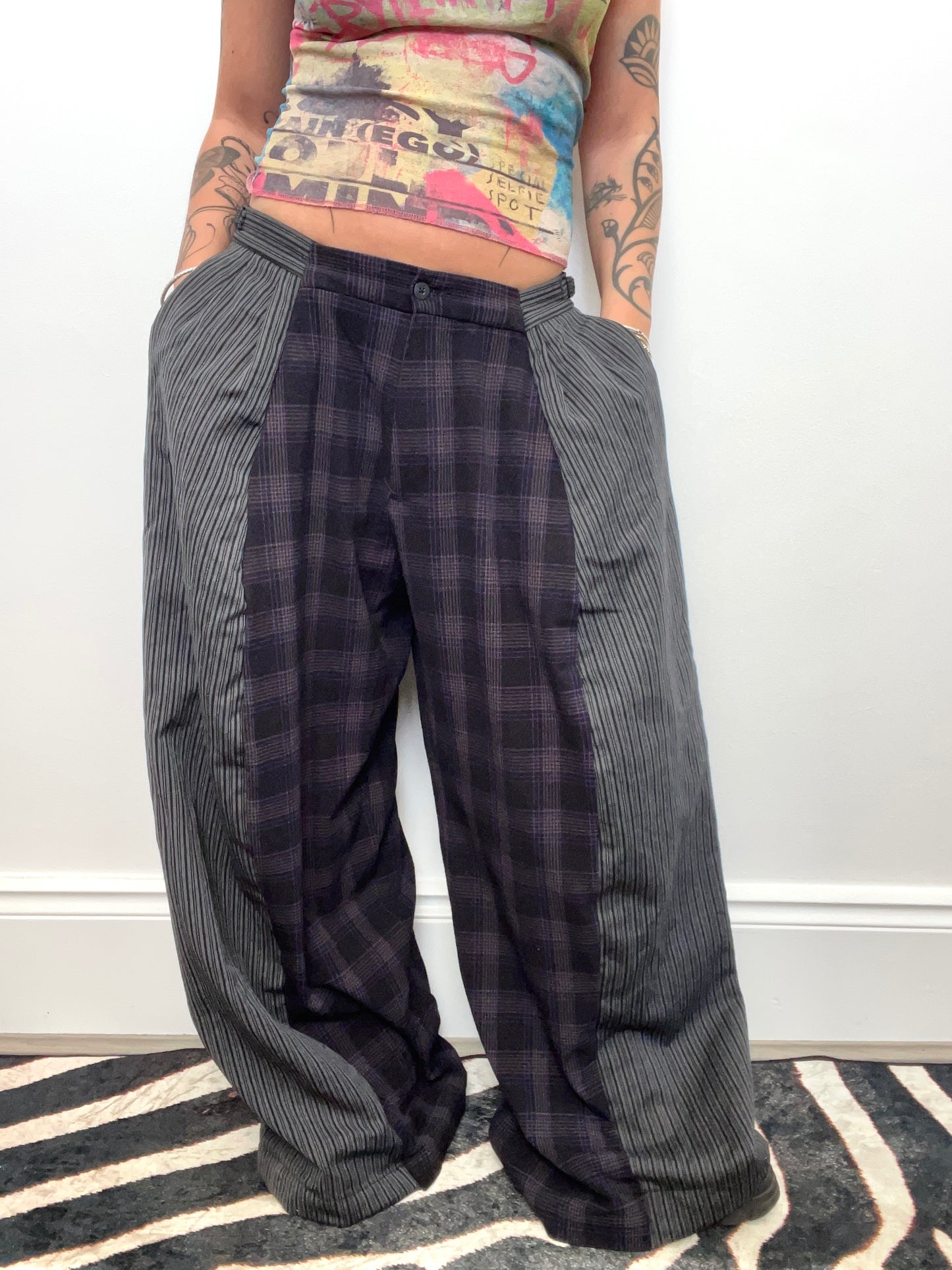 The Two-Tone Trousers in Purple and Grey Tartan