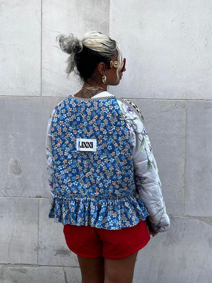 The Bomber Jacket in Mixed Blue Florals