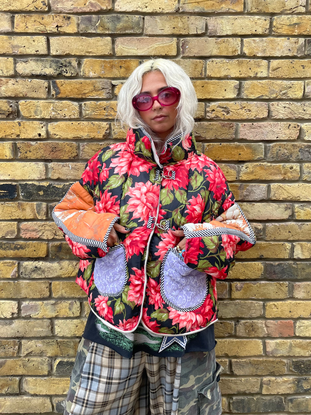 The Puffer Jacket in Pink and Orange Flowers