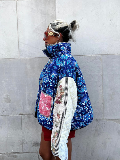 The Puffer Jacket in Paisley and Mixed Blue Florals