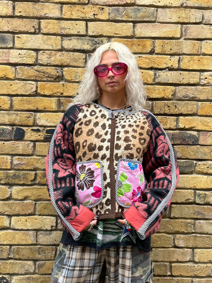 The Bomber Jacket in Leopard and Pink flowers