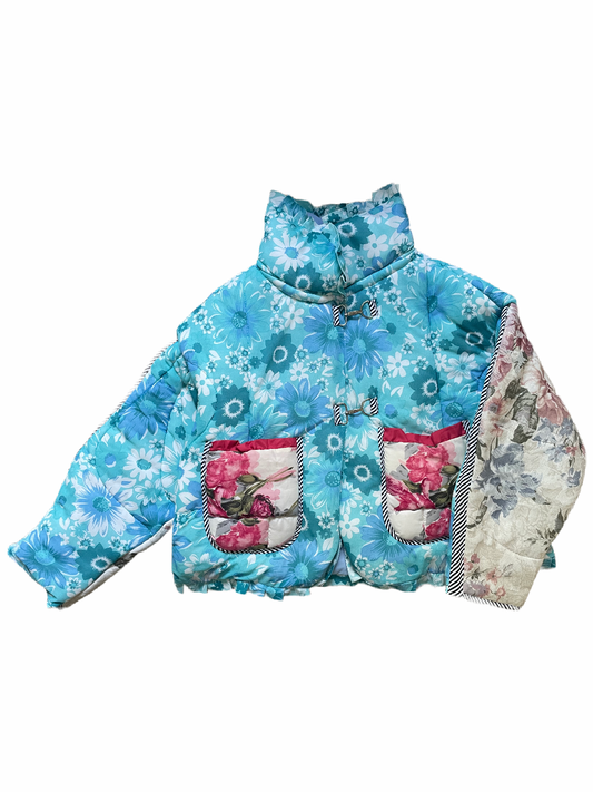 The Puffer Jacket in Blue and Pink Florals