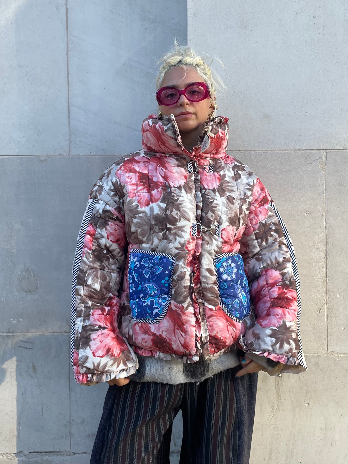 The Puffer Jacket in Pink and Blue Florals
