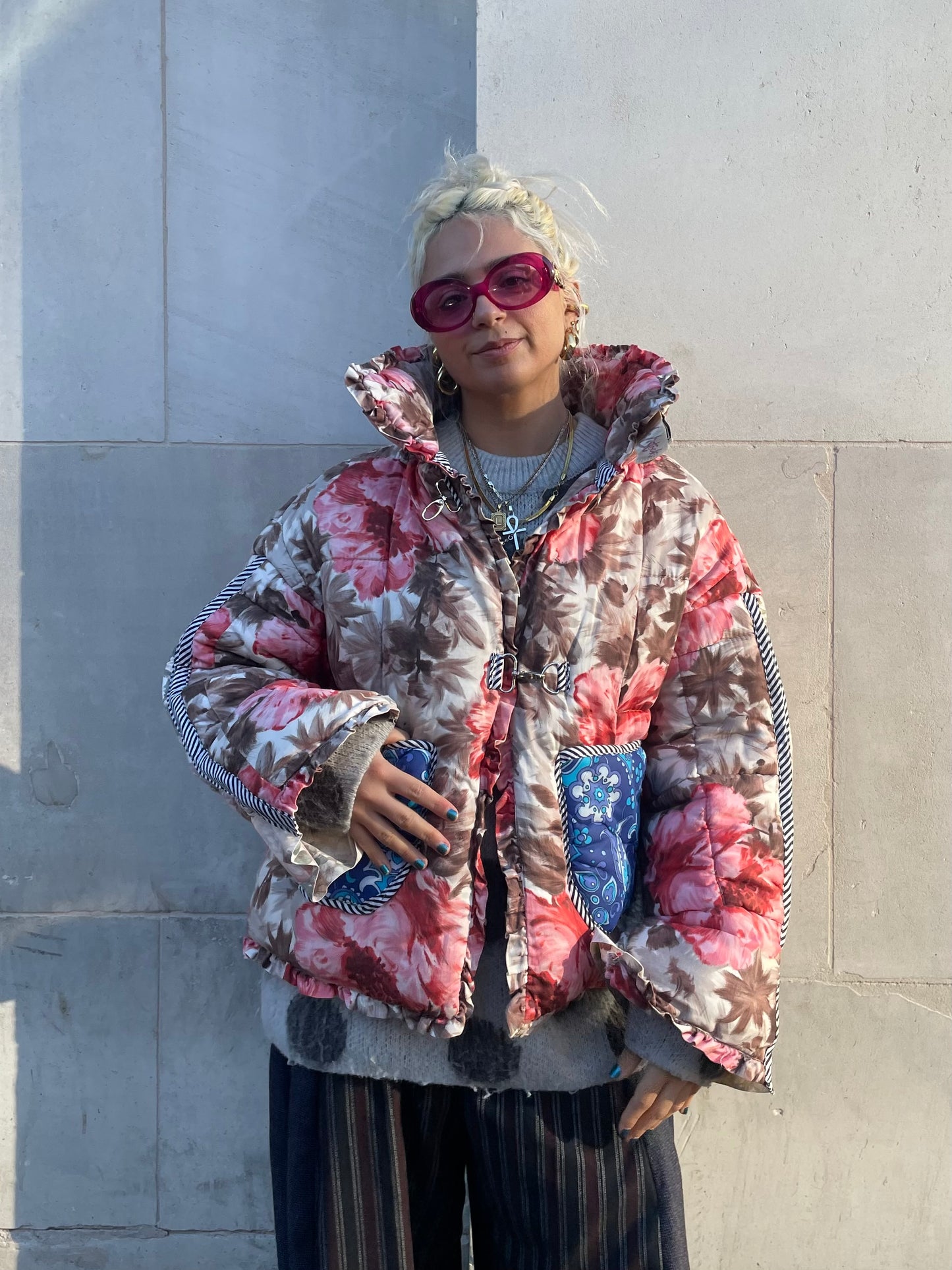 The Puffer Jacket in Pink and Blue Florals