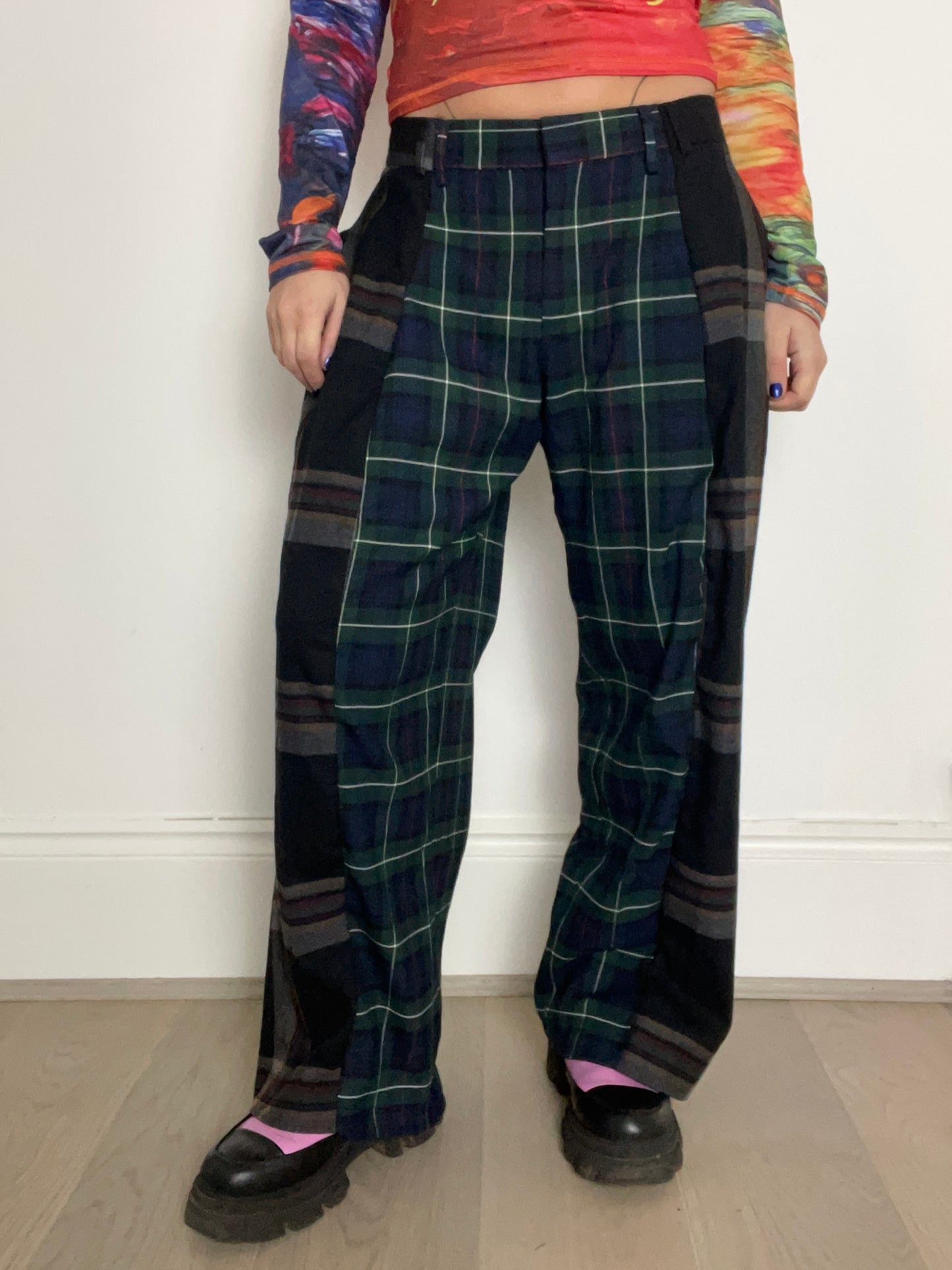 The Two-Tone Trousers in Green and Black Tartan