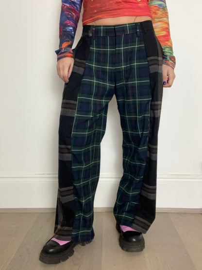 The Two-Tone Trousers in Green and Black Tartan