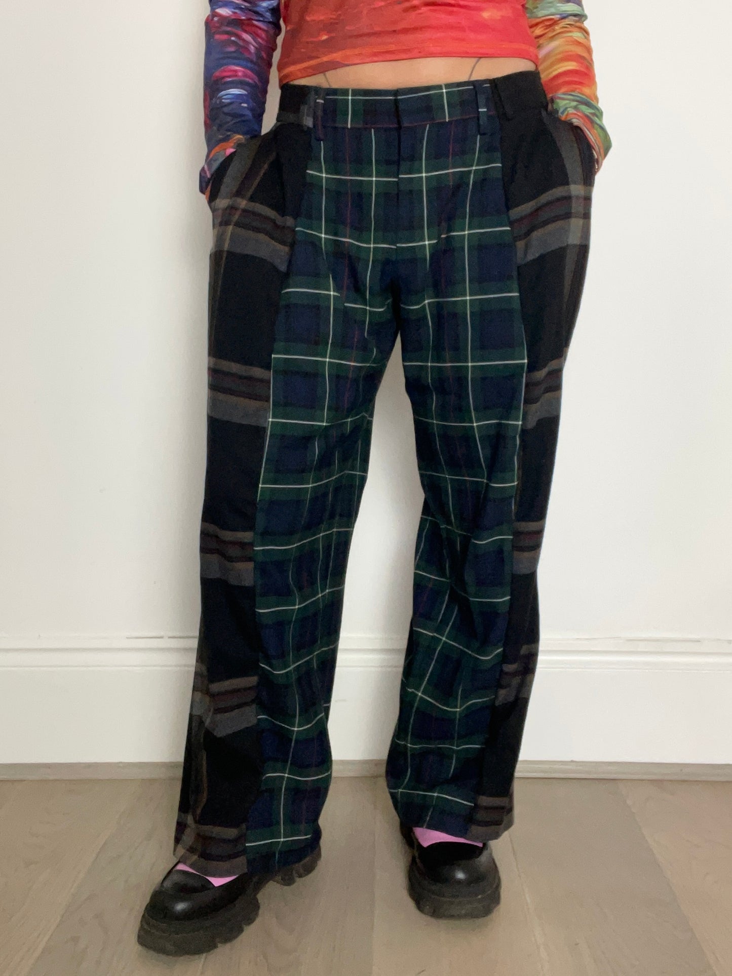 The Two-Tone Trousers in Green and Black Tartan